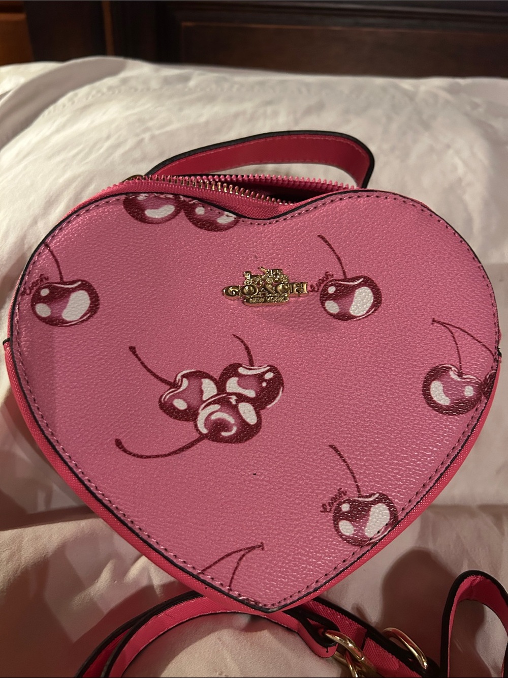 Coach Pink Heart-Shaped Cherry Crossbody Bag